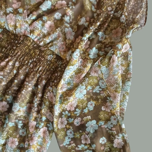 H&M Sheer Floral  Bohemian Above the Knee Dress, Small - Picture 3 of 3